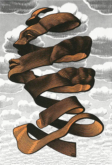 M.C. Escher, Rind, 1955, wood engraving and woodcut, Bool 401, 345x235 mm. Maurits Collection, Italy. © All M.C. Escher works © 2026 The M.C. Escher Company, The Netherlands. All rights reserved. www.mcescher.com M.C. Escher, Rind, 1955, wood engraving and woodcut, Bool 401, 345x235 mm. Maurits Collection, Italy. © All M.C. Escher works © 2026 The M.C. Escher Company, The Netherlands. All rights reserved. www.mcescher.com